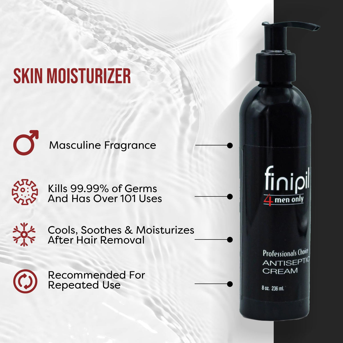 finipil Cream for Ingrown Hair for Mens After Shave 8 Fl oz, clear