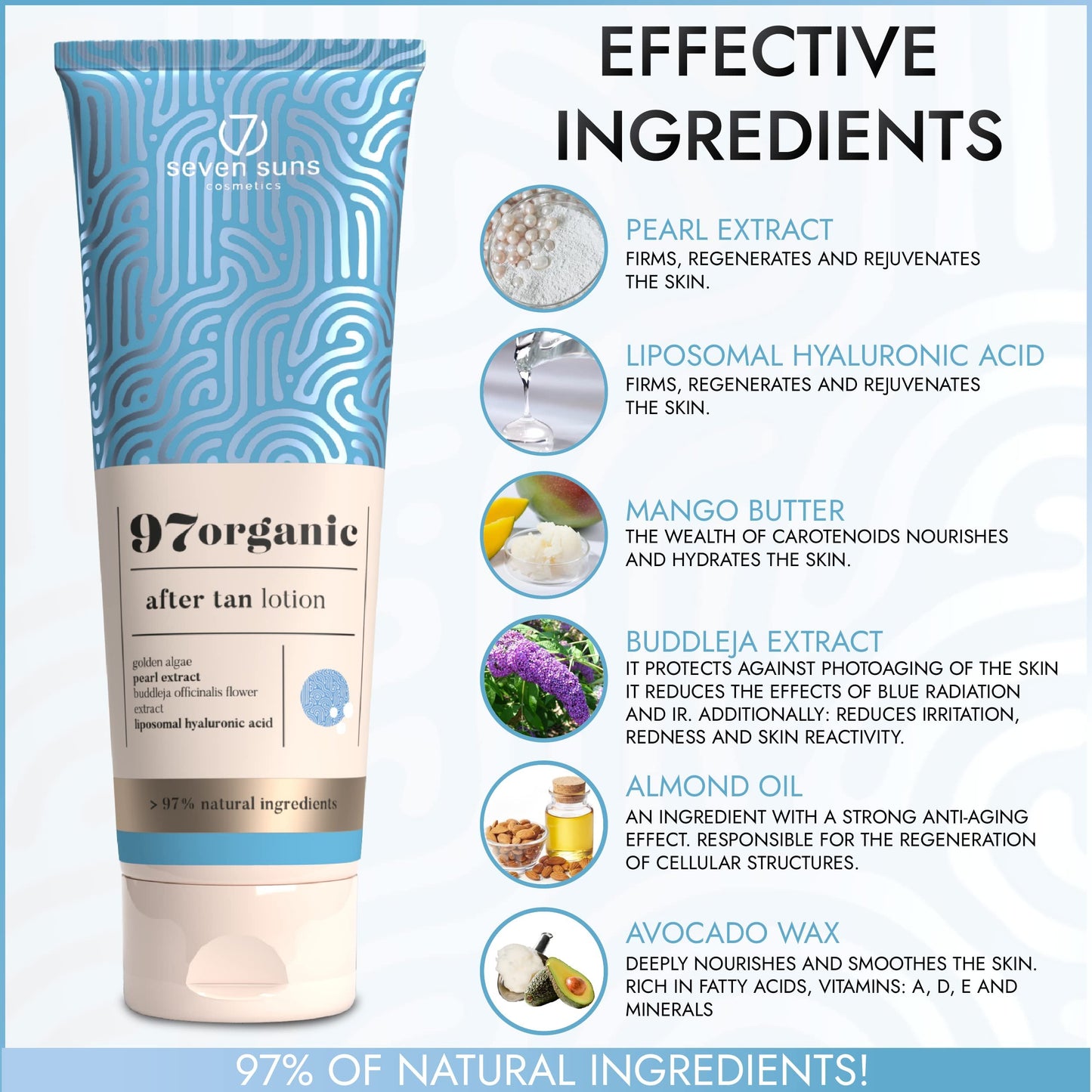 7 Suns Cosmetics Tan Extender Lotion - 97organic After Tan Lotion