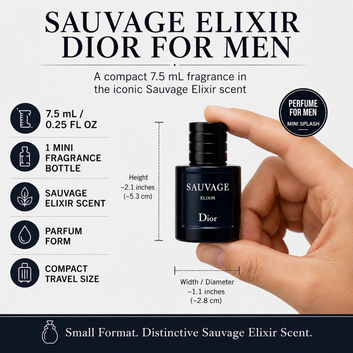 Dior Sauvage Elixir 0.25 Fl Oz / 7.5 mL Deluxe Travel Size Mini Bottle