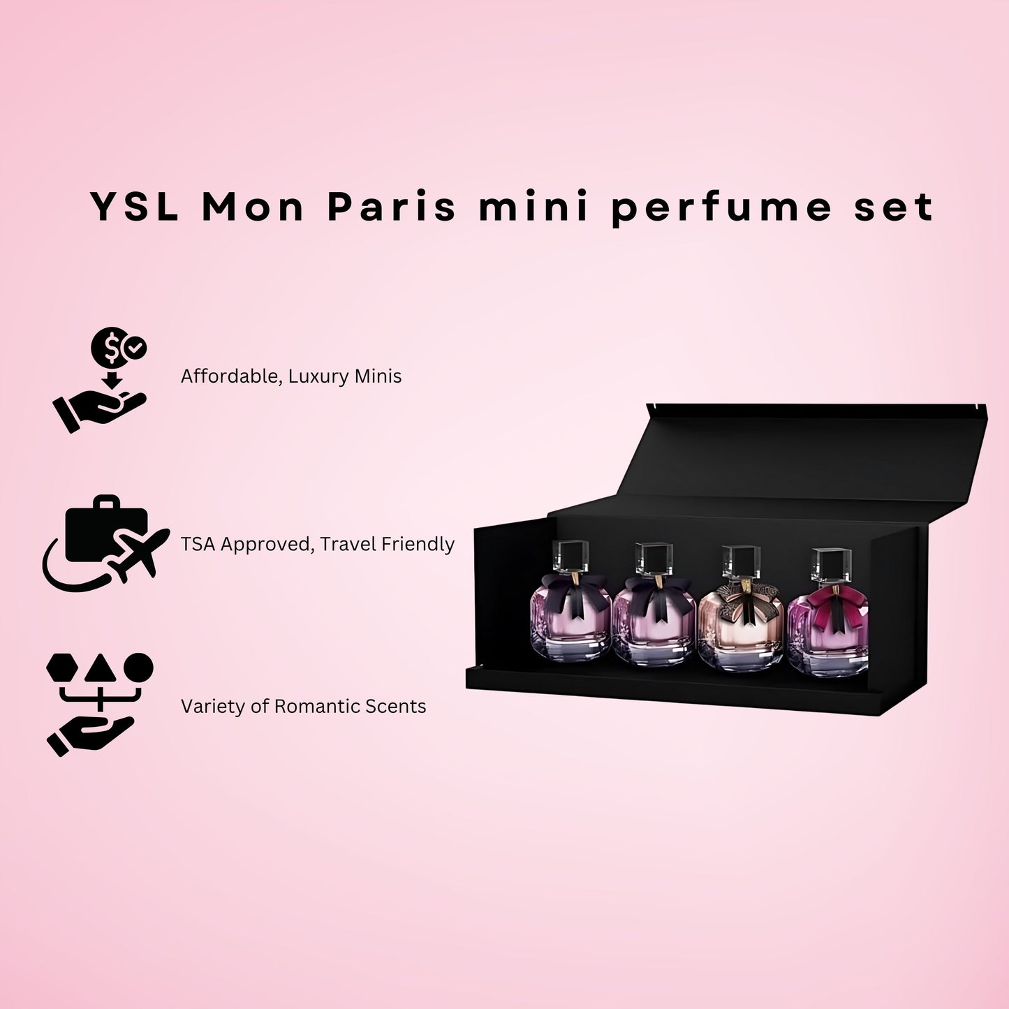 Yves Saint Laurent Mon Paris Mini Perfume Gift Set – 4 Piece Travel Collection (0.25 oz Each)