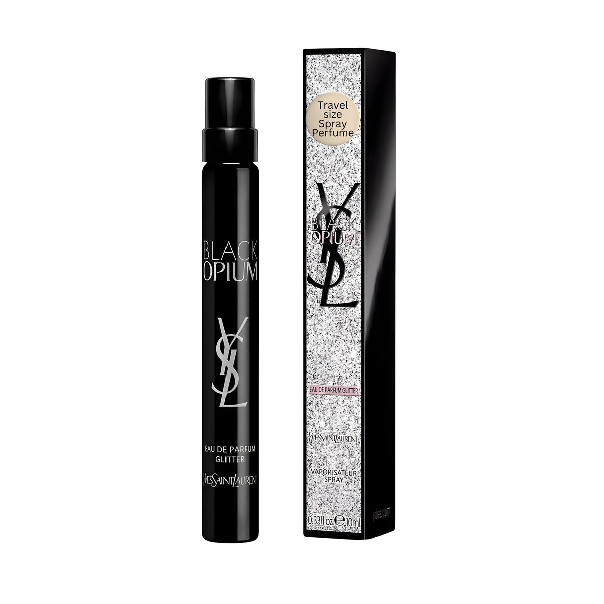 Yves Saint Laurent Black Opium Glitter Eau de Parfum for Women, 0.33 fl oz Travel Size Spray