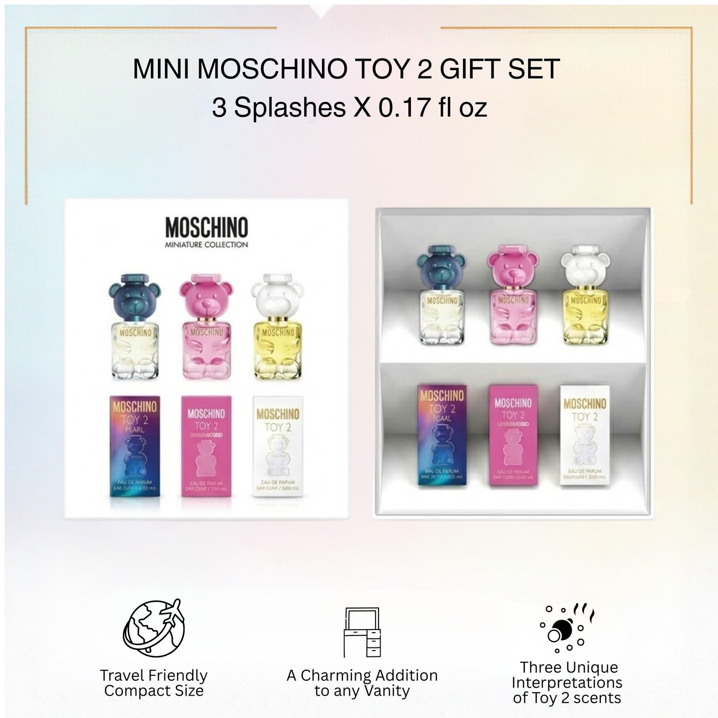 Moschino Toy 2 Trio Mini Fragrance Set - 3 x 5ml (Toy 2, Bubble Gum, Pearl)