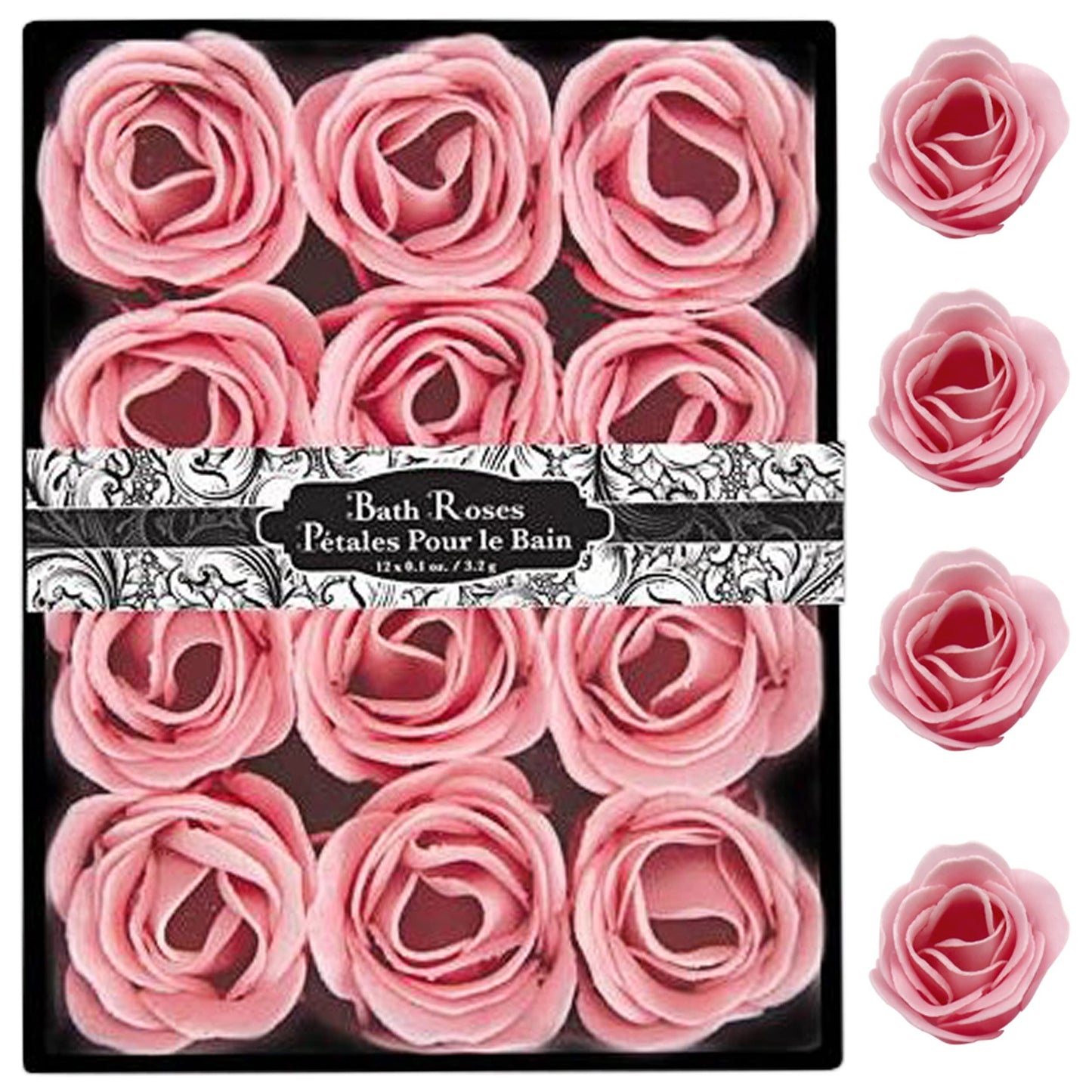 Floral Scented Bath Roses Soap – Pink Rose Petal Bath Soap Gift Set (12 Count