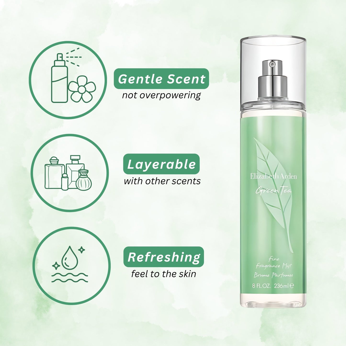 GREEN TEA/ELIZABETH ARDEN BODY MIST SPRAY 8.0 OZ (236 ML) (W)