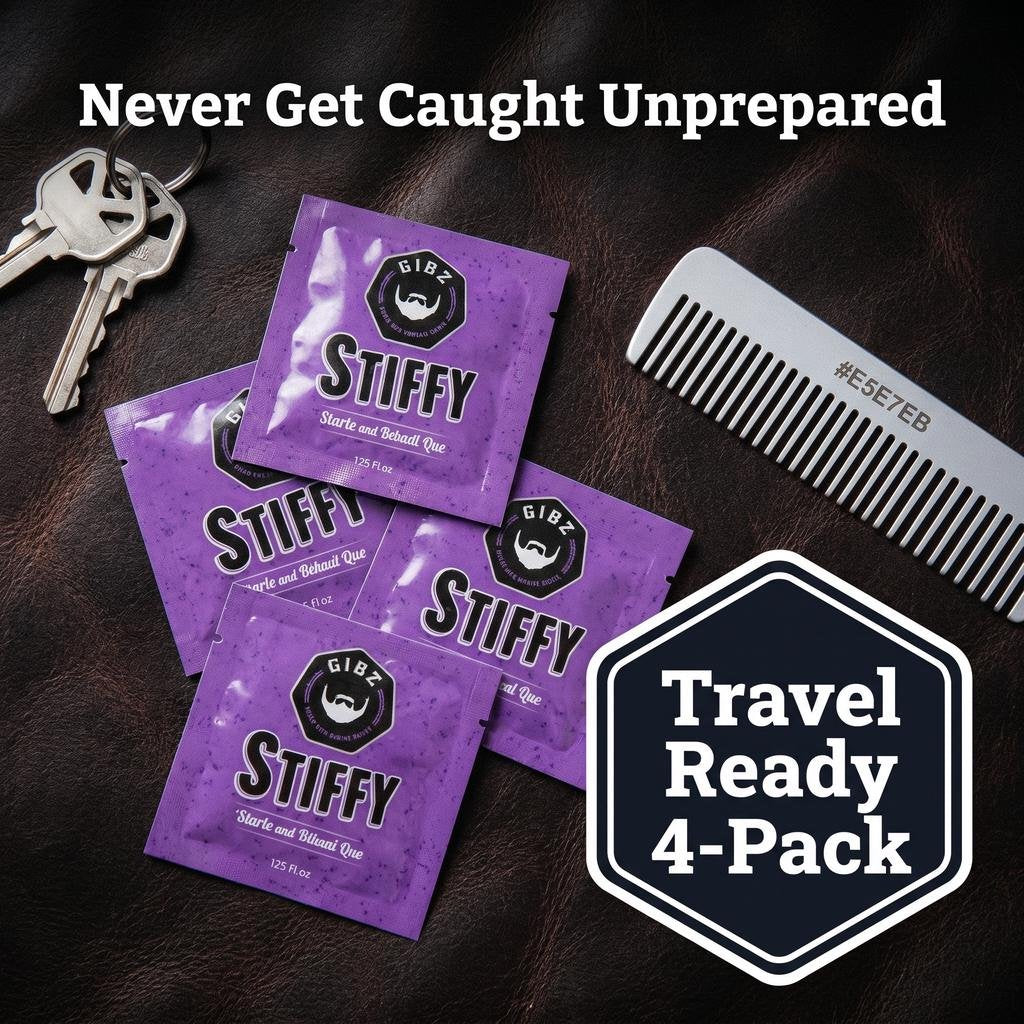 Gibs Stiffy Stache & Mohawk Glue Travel Packets 4 Pack 0.125 oz each