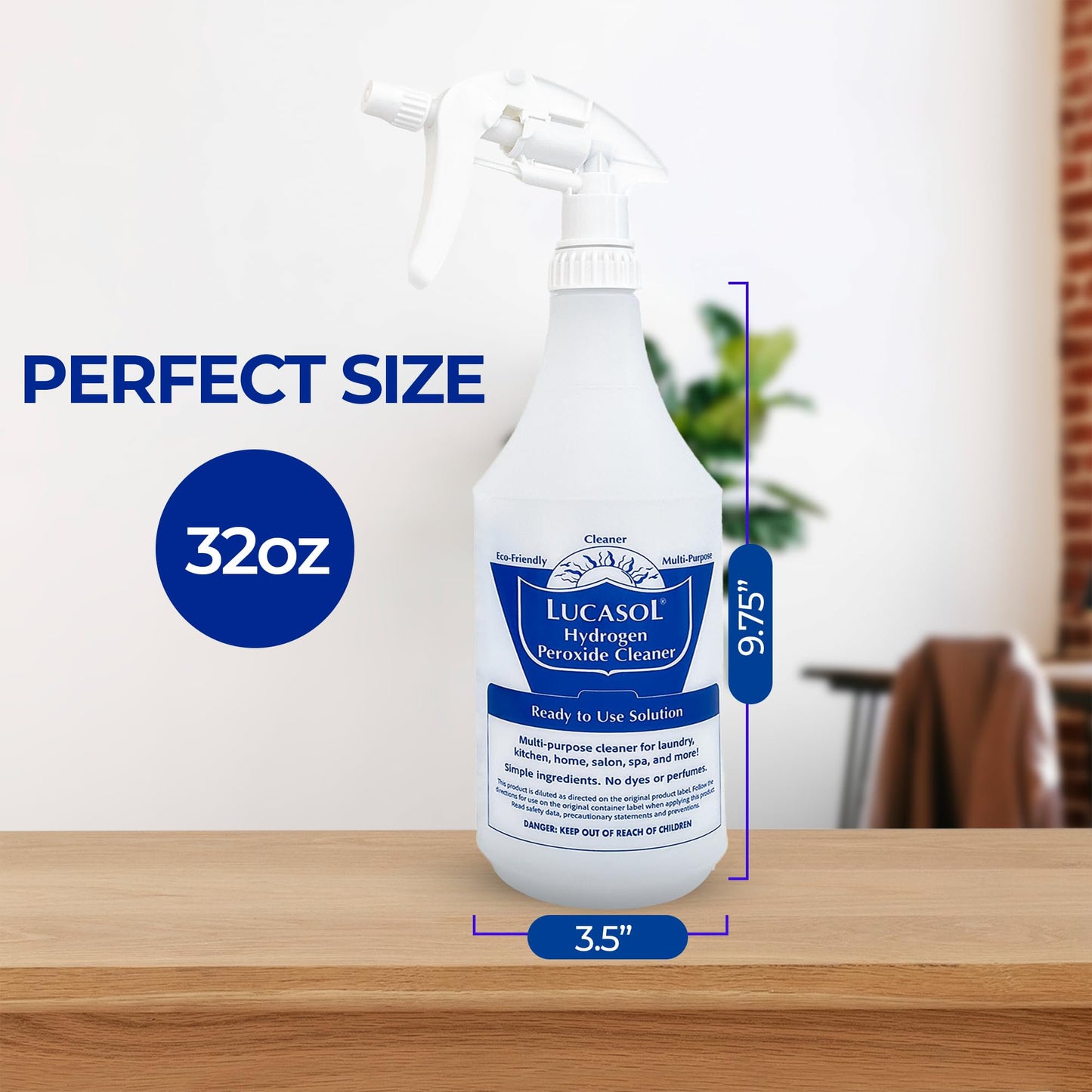 Lucasol Food Grade Hydrogen Peroxide 12% Percent - Refillable Empty Spray Bottle, 32 Fl Oz Capacity