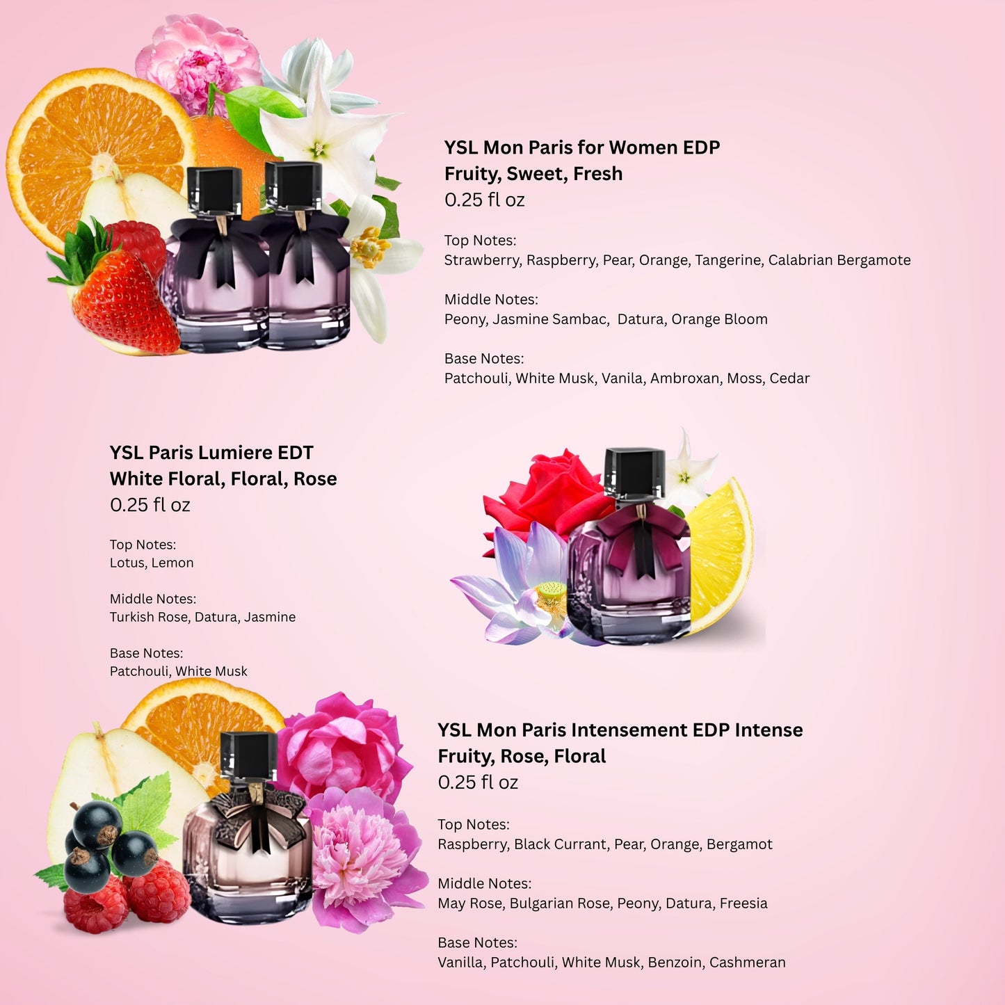 Yves Saint Laurent Mon Paris Mini Perfume Gift Set – 4 Piece Travel Collection (0.25 oz Each)