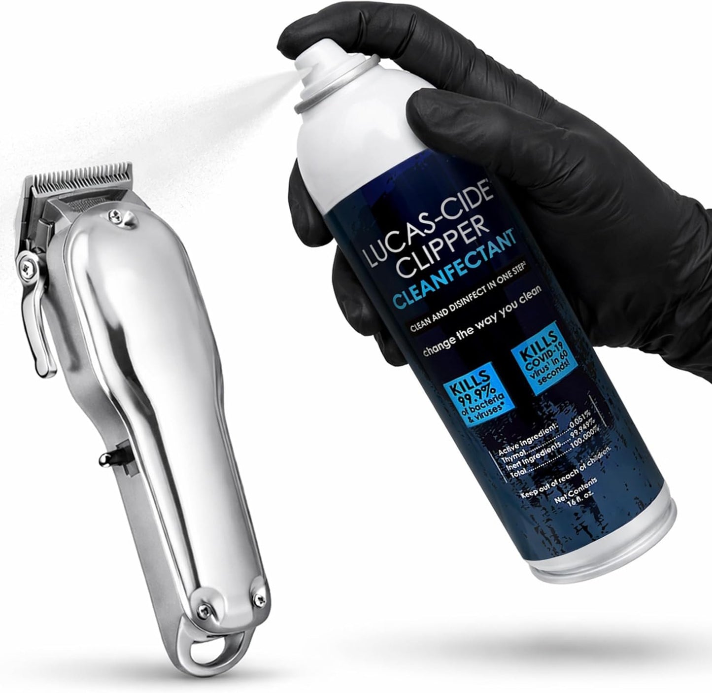 LUCAS-CIDE Clipper Clean, Disinfect and Cooler Spray for Clippers & Blades 16 fl oz
