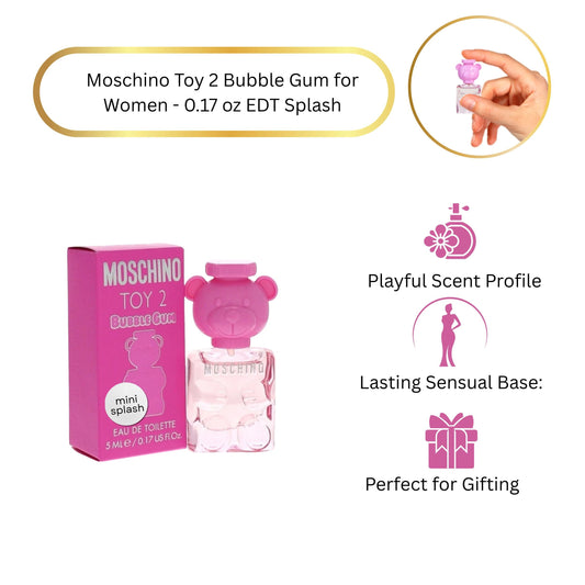 Moschino Toy 2 Bubble Gum Mini EDT for Women 0.17 oz – Travel Size Sweet Fruity Floral Perfume