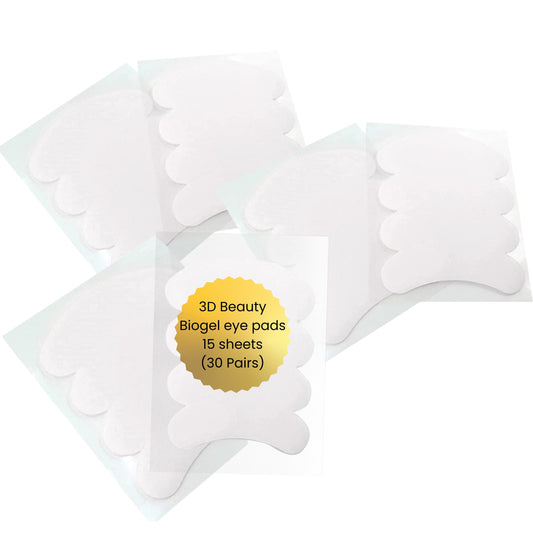 3D Beauty Biogel Eye Pads For Eyelash Extension - Lint Free Eye Pads Lash Extensions - Under Eye Patches For Eyelash Extension Kit - Under Eye Pads Eyelash Extension Supplies - 15 Sheets (30 Pairs)