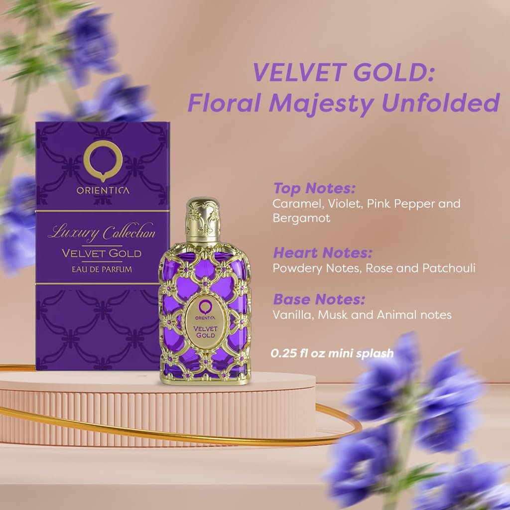 Orientica Luxury Collection 5 Piece Eau de Parfum Miniature Discovery Set for Unisex (Amber+Bleu+Velvet+Saffron+Rougue) 5x7.5ml