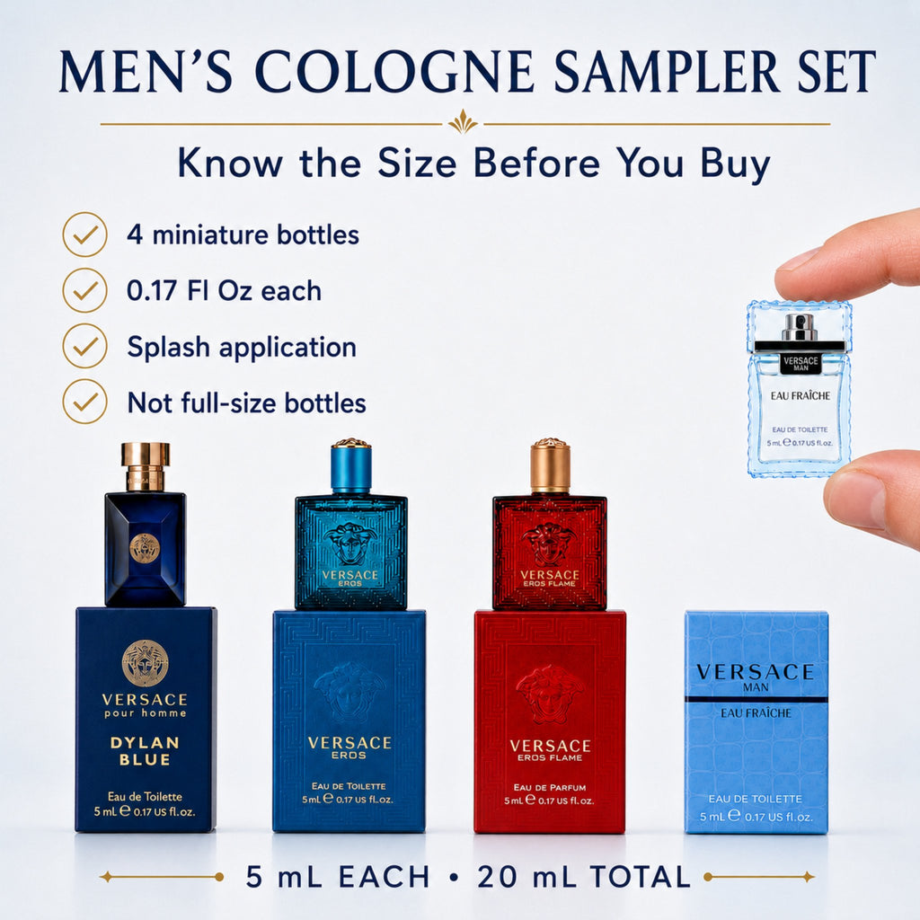 Versace 4 Piece Mini Fragrance Gift Set for Men – Eau de Toilette Collection (5 ml Each)