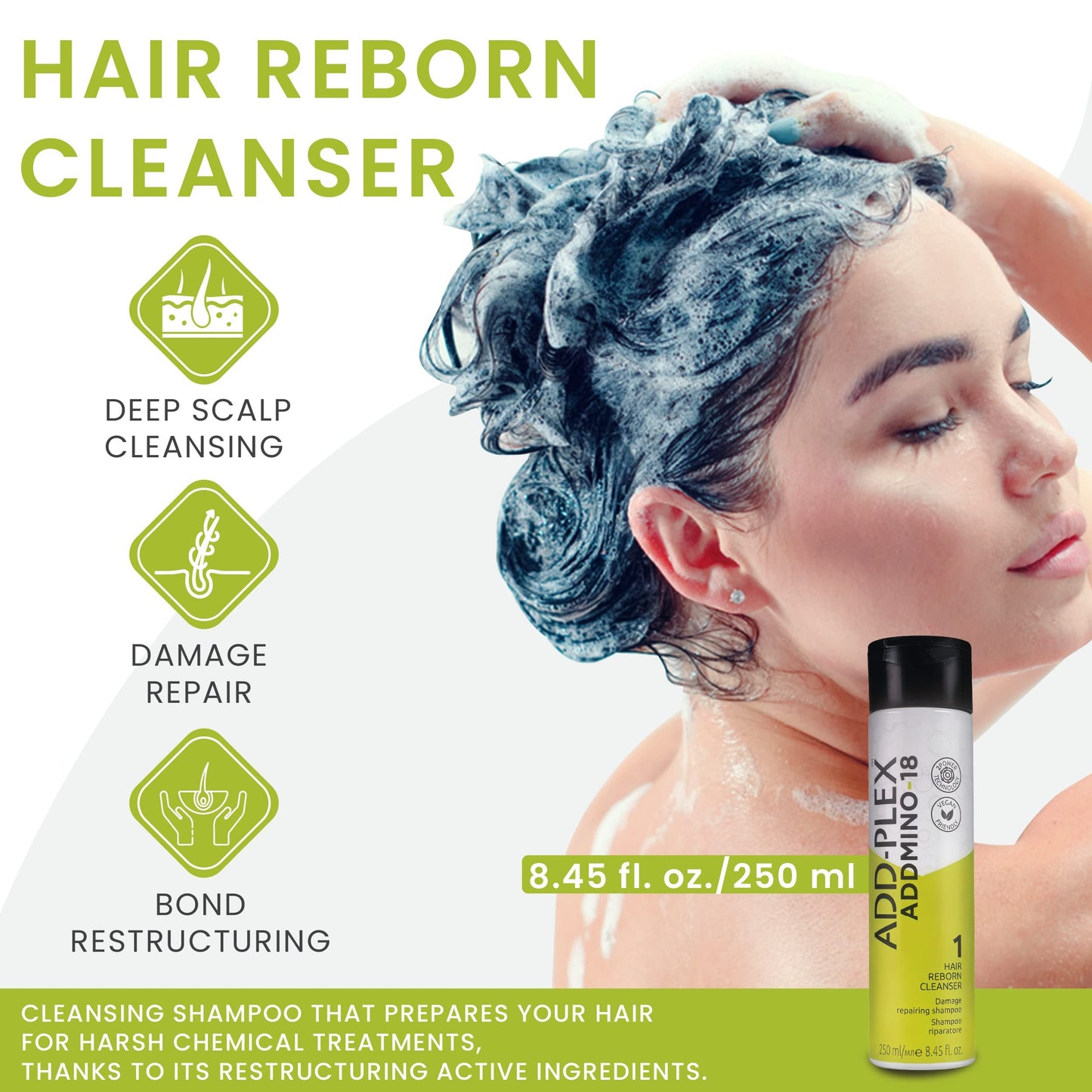 ADDMINO-18 Magic Hair Reborn Kit - Hair Shampoo, Mask & Leave in Conditioner Set