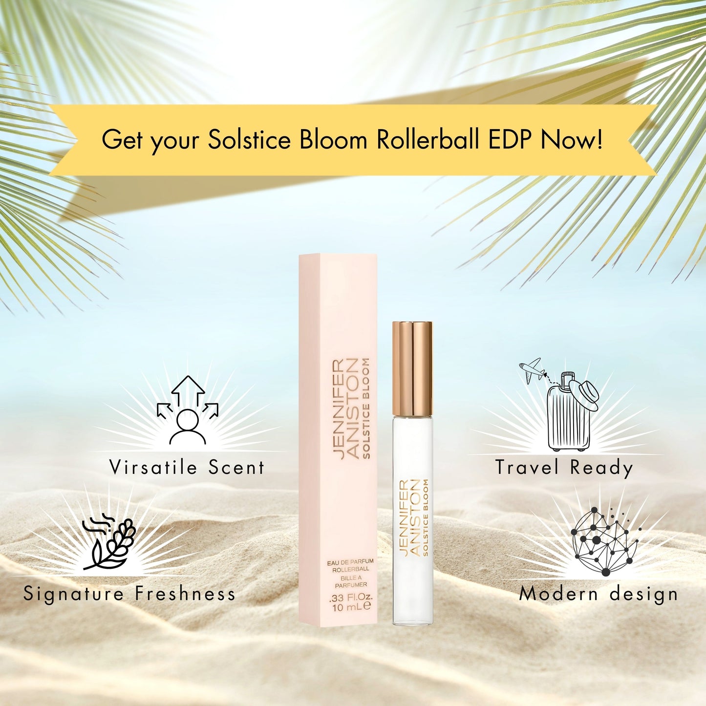 Solstice Bloom by Jennifer Aniston Perfume for Women EDP Rollerball, 0.33 ounce