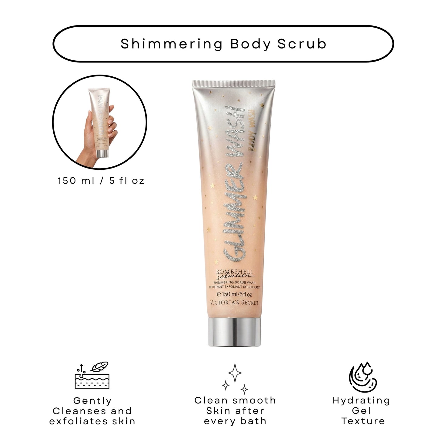 Victoria’s Secret Scandalous Glimmer Body Wash & Shimmering Scrub – 5 oz