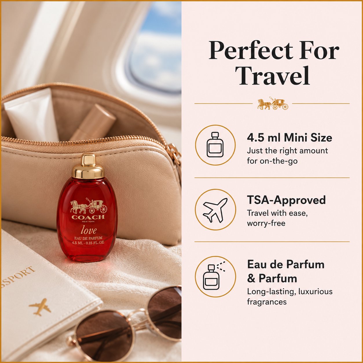 Coach New York Mini Fragrance Gift Set for Women 4-Piece 4.5 mL Each, Floral EDP, Love EDP, Gold Parfum, Dreams Sunset EDP