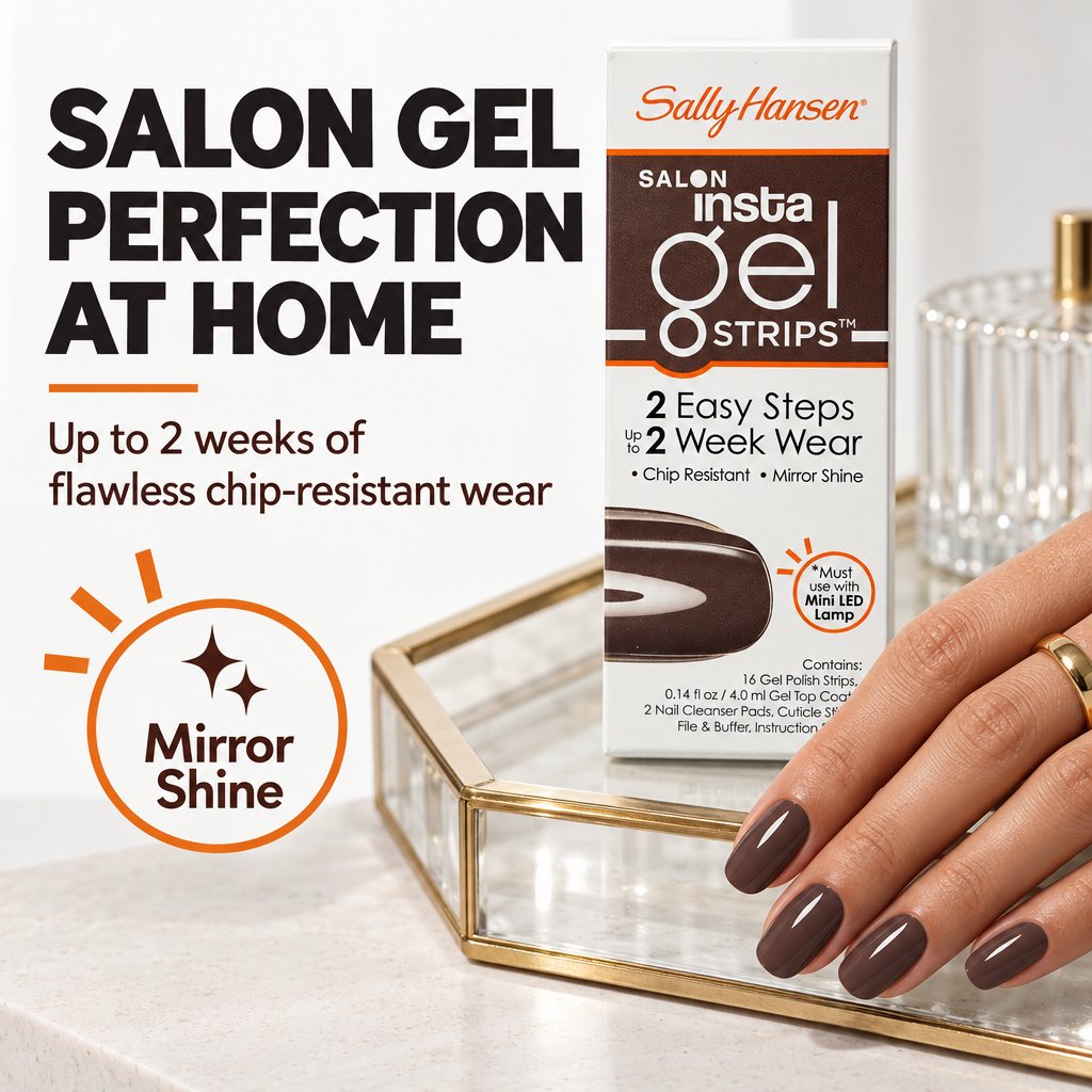 Sally Hansen Salon Insta Gel Strips, Commander In Chic, 16 gel strips 2 pack