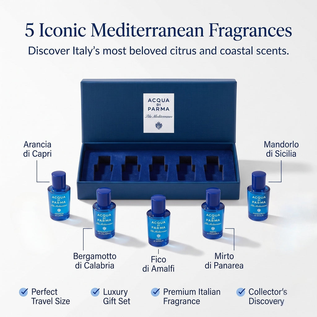 Acqua Di Parma Blu Mediterraneo Mini Gift Set – 5 x 0.16 Fl Oz EDT Splashes