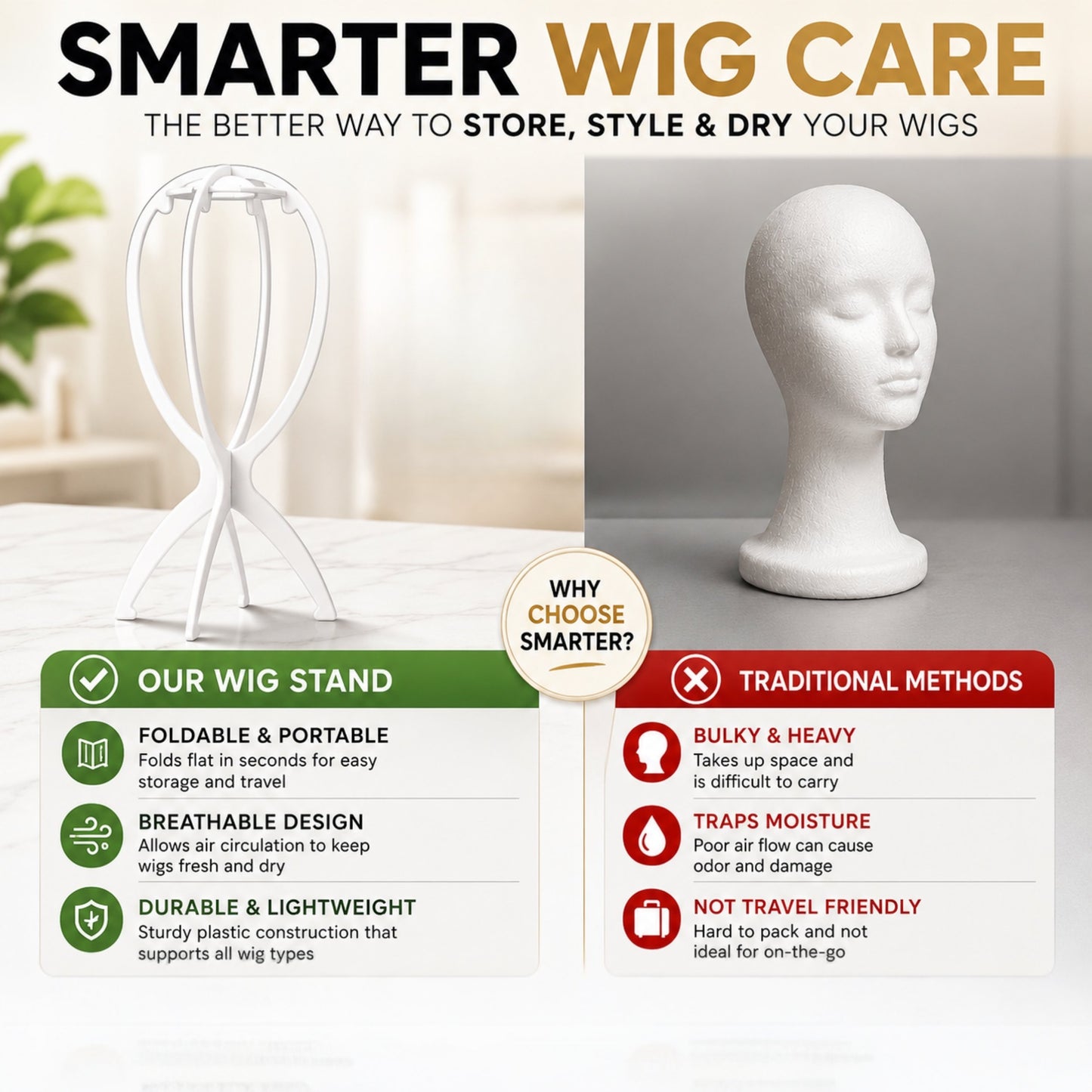 Jon Renau Sturdy and Collapsible Wig Holder
