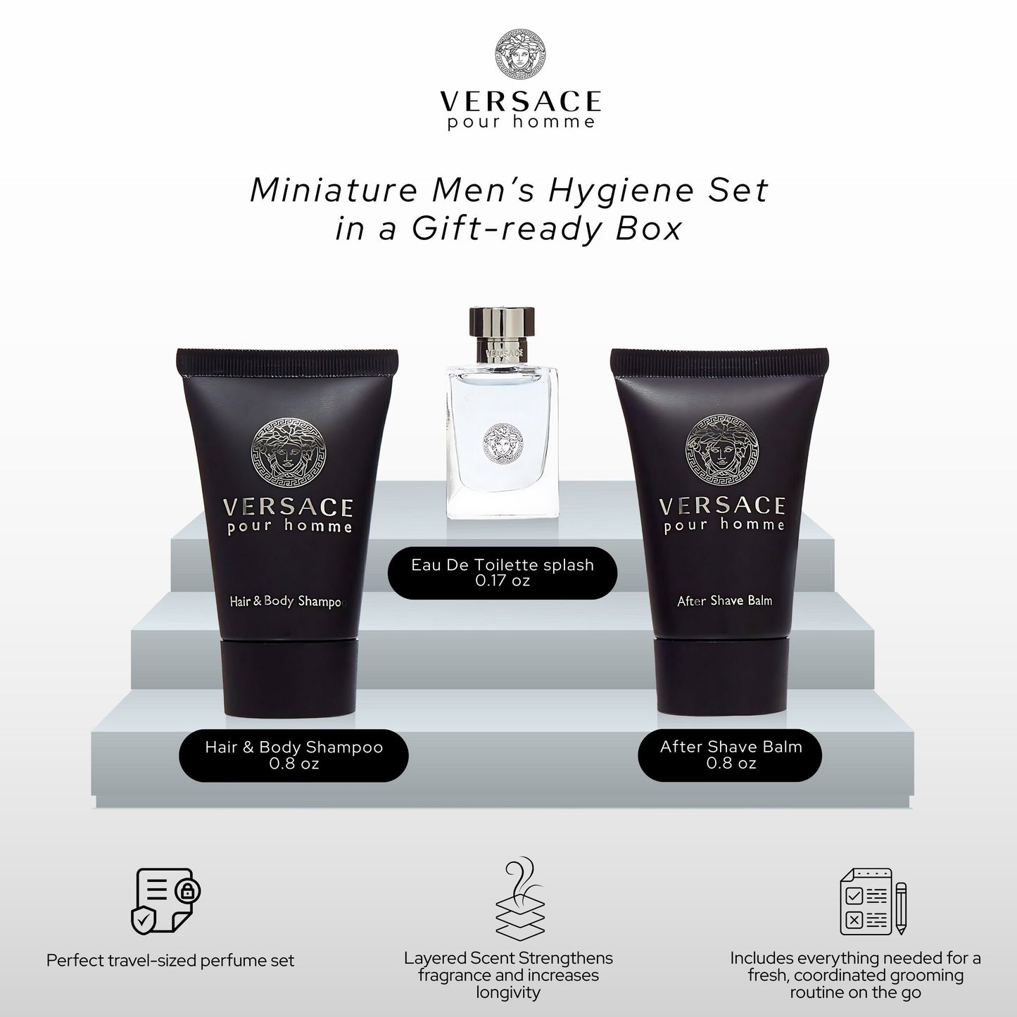 Versace Pour Homme for Men, 3 Piece Mini Gift Set