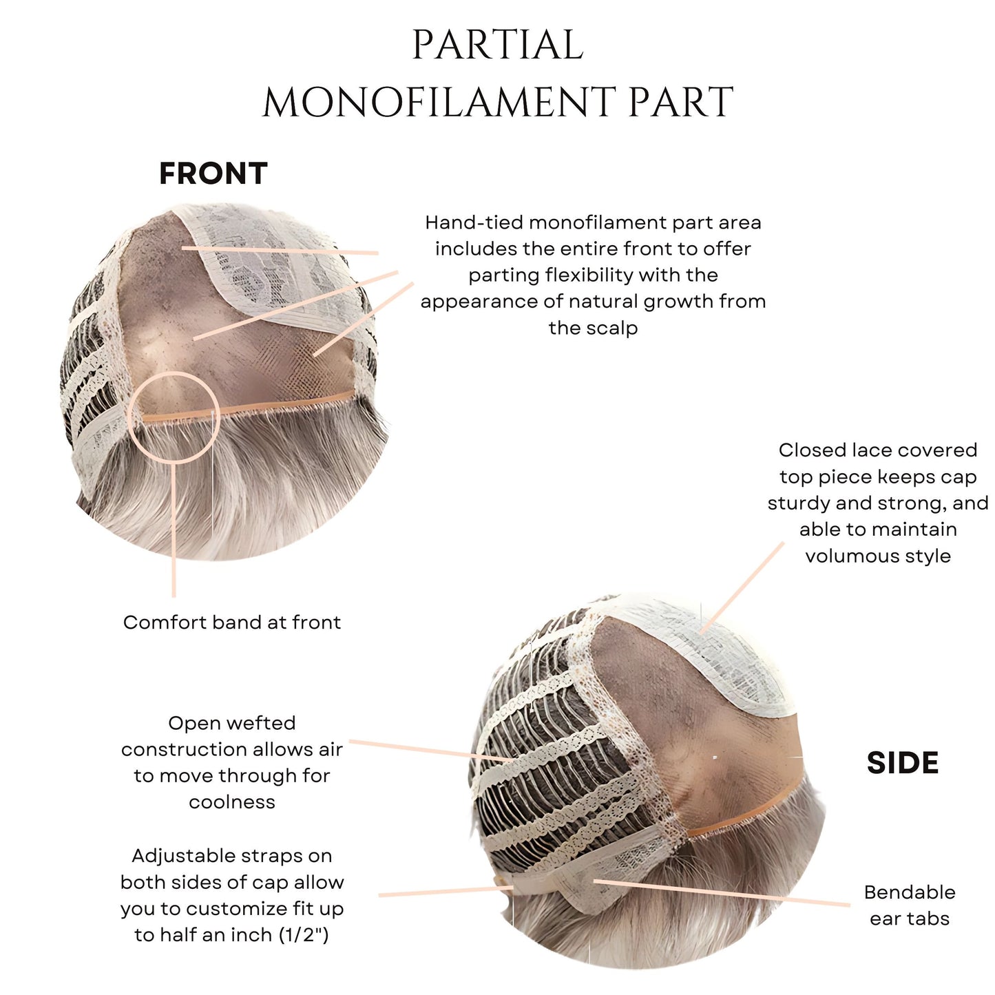 Noriko Angelica Partial Monofilament Wig (Mochaccino-R) + Wig Lift Comb – Rene of Paris Synthetic Wig Bundle