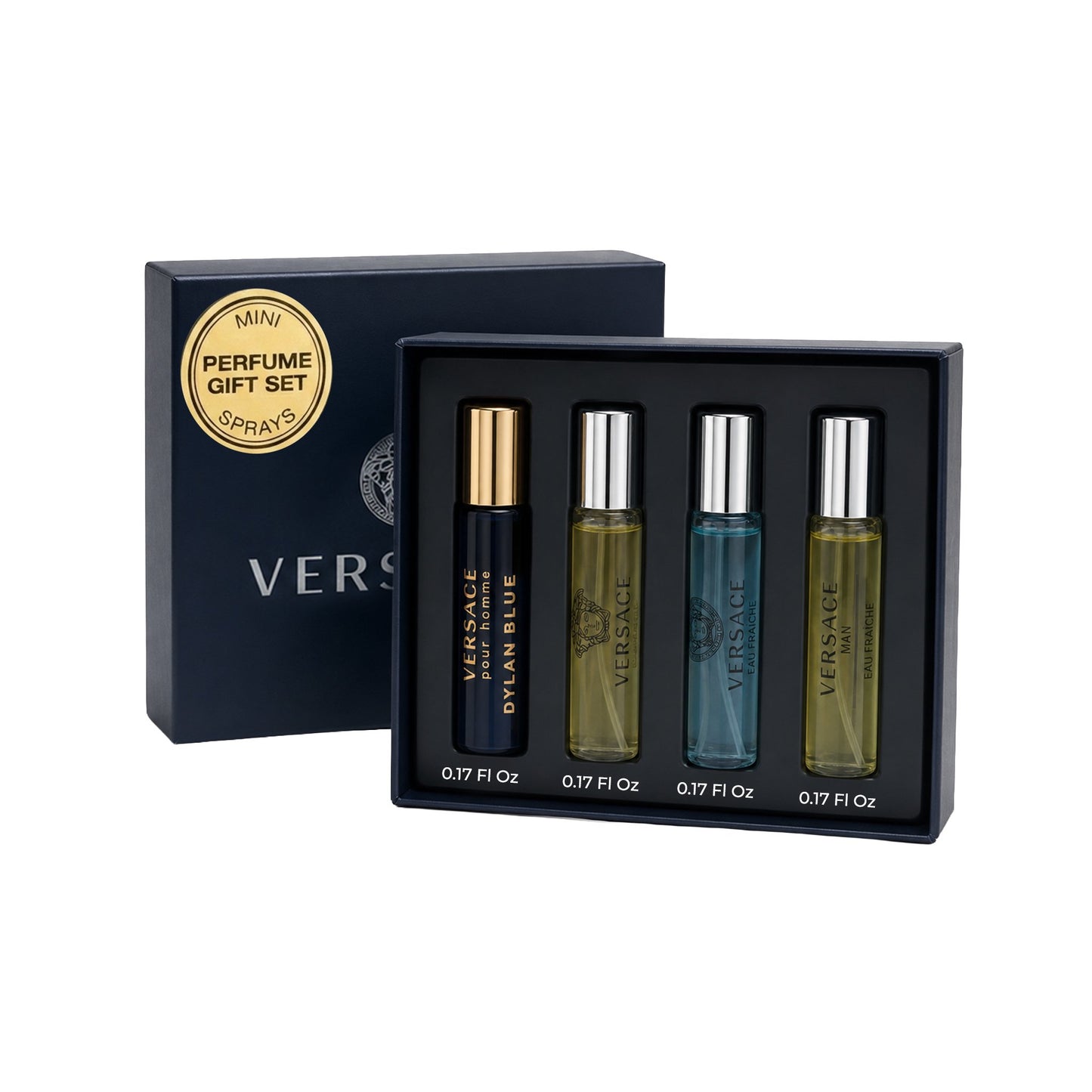 Versace Perfume for Men Variety 4-Piece Gift Set – Mini EDT Pen Sprays, 0.17 Ounce Each