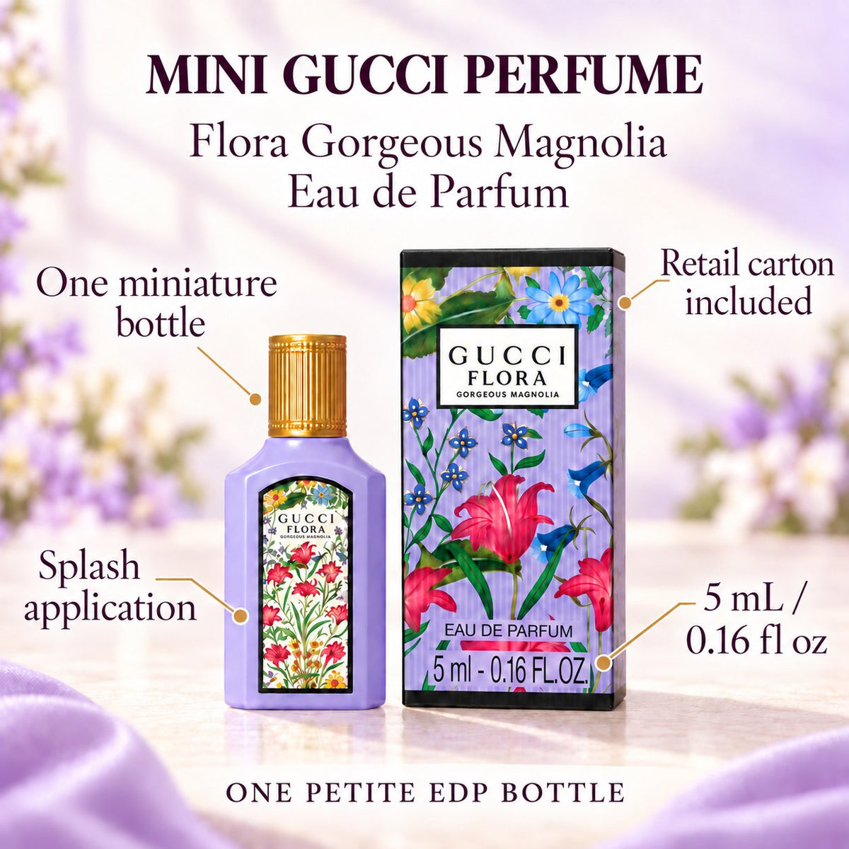Gucci Flora Gorgeous Magnolia Eau De Parfum ~ Mini Splash Top 0.16 Fl Oz