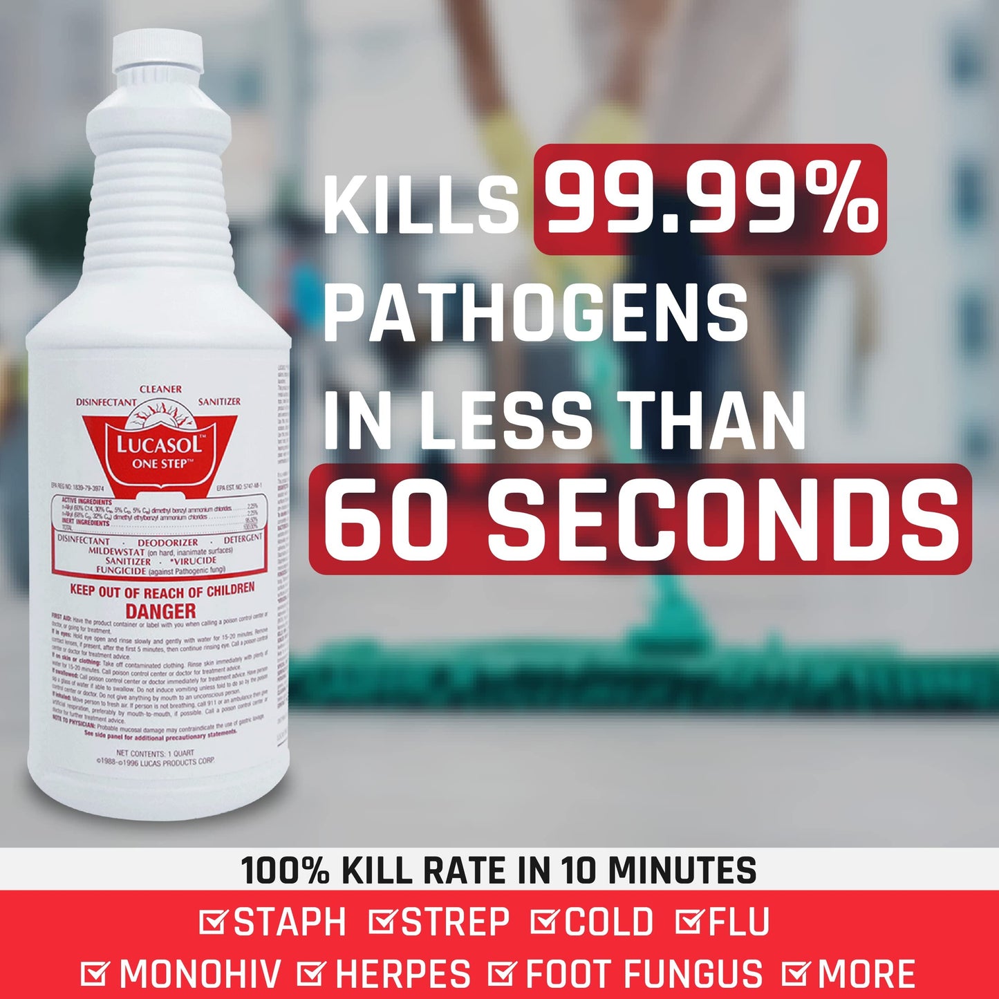 Lucasol One Step Disinfectant, 1 Quart (32 Ounce) Disinfectant, All Purpose Cleaner Disinfectant Spray For Hospitals, Barber Supplies, Household Essentials, School, Salons, Household Cleaning And More
