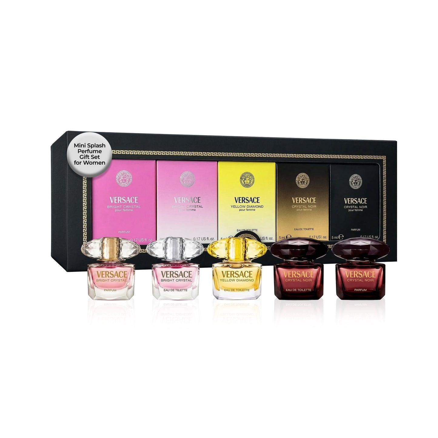 Versace Perfume for Women Gift Set –Mini Variety Splashes,  5 Piece  0.17 oz Each