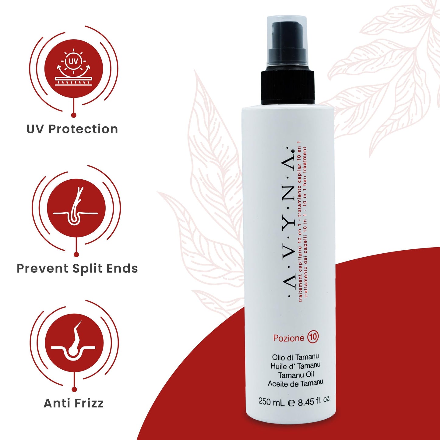 Avyna Hair Bifasico Laluronic Detangler Spray for Damaged Hair with Hyaluronic Acid 6.76 oz