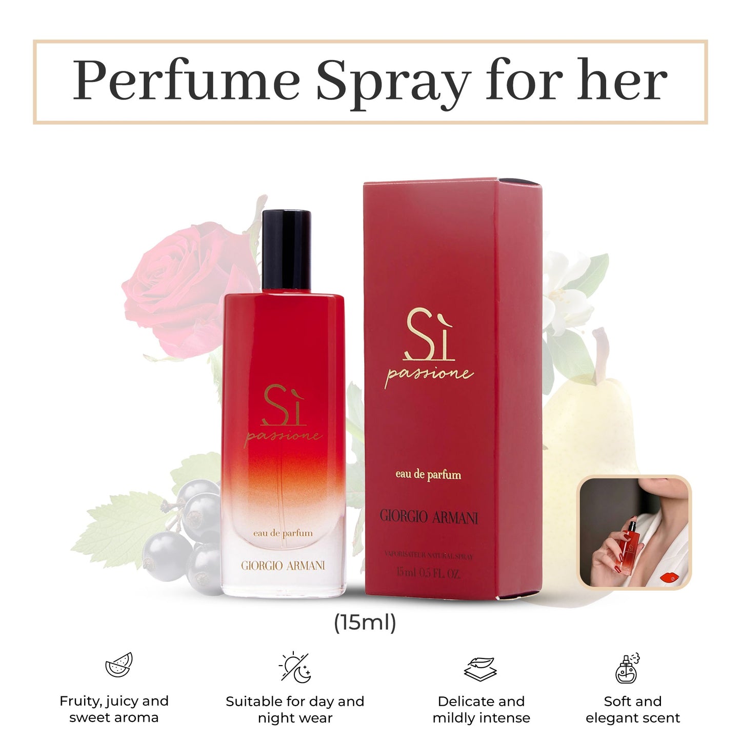 GIORGIO ARMANI Si Passione Eau De Parfum Mini Spray for Women .5 oz.