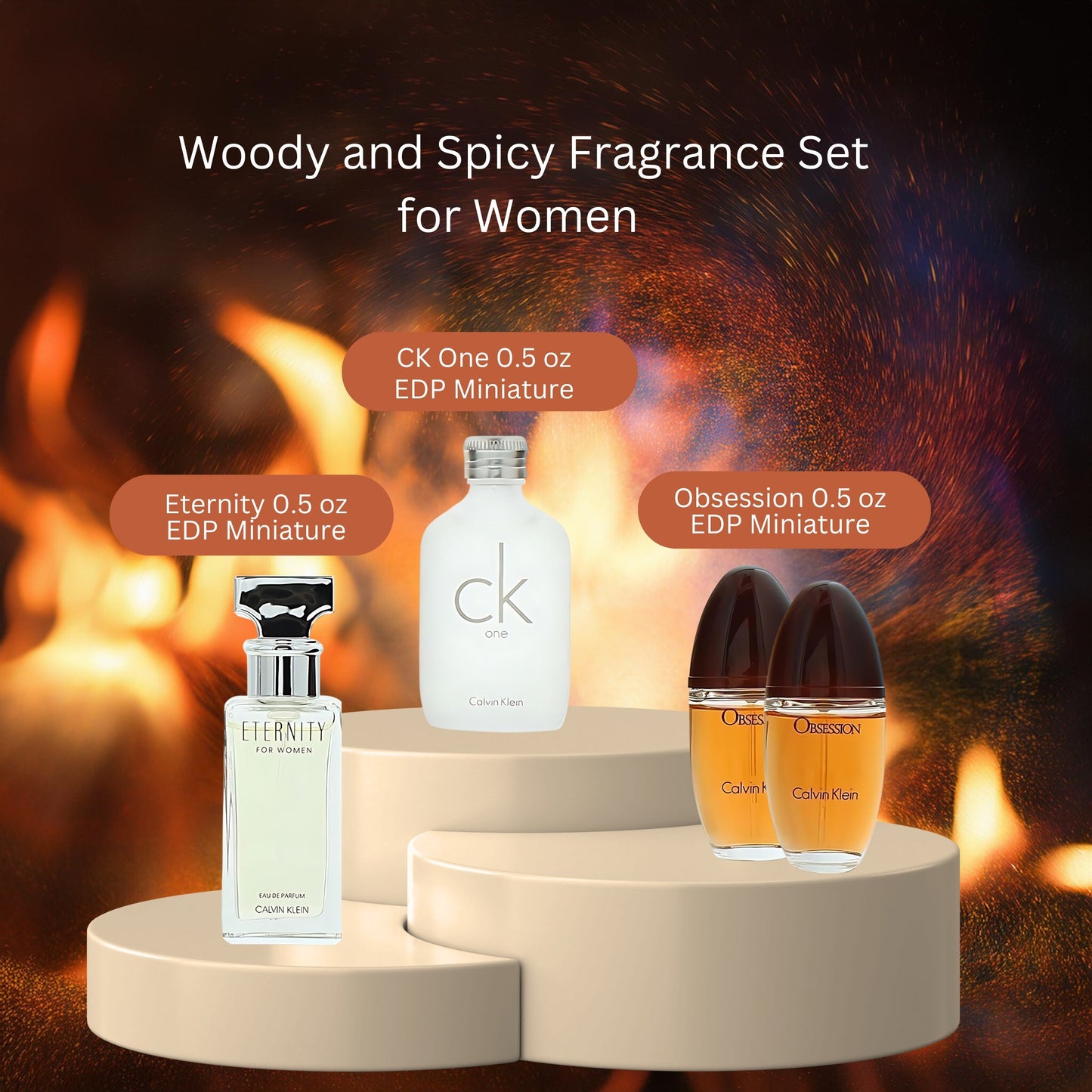 Calvin Klein 4 piece womens miniature Gift Set Eternity, Obsession, CK One NIB