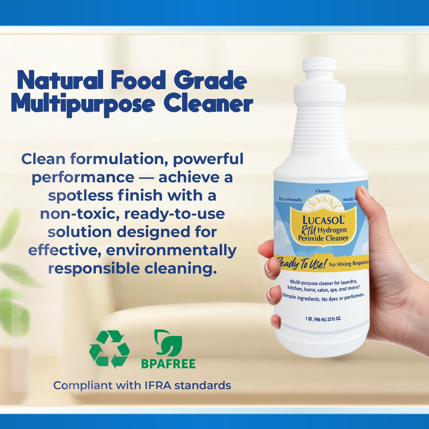 Lucasol Food Grade RTU Ready to Use Hydrogen Peroxide - 1 Quart (32 Fl Oz)
