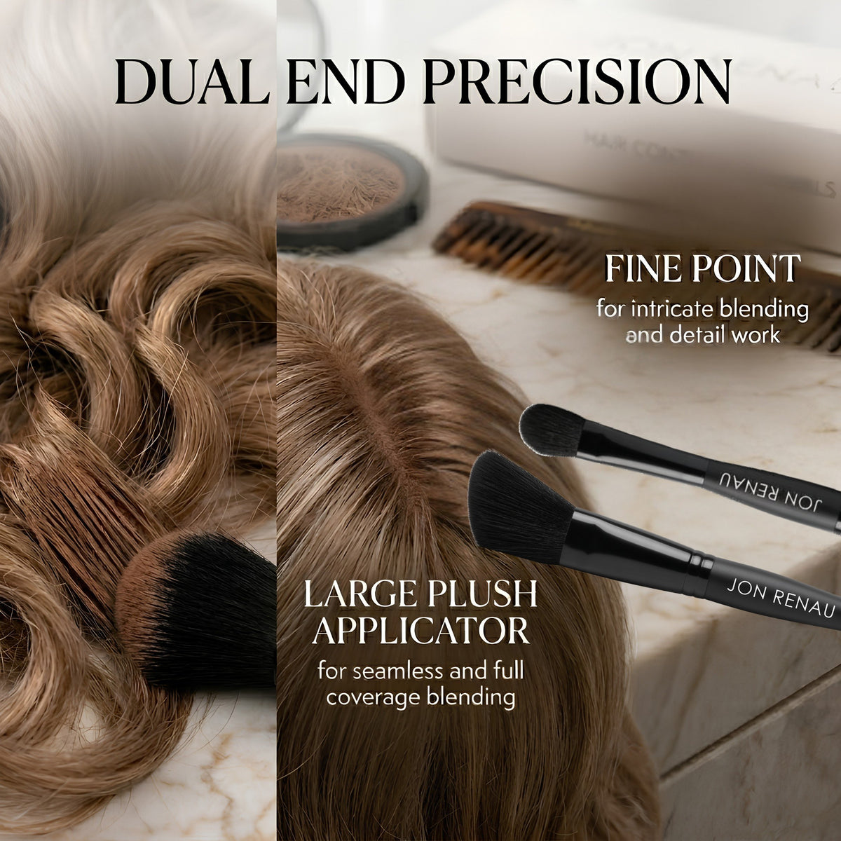Jon Renau Applicator Cosmetic Brush for Makeup & Hair Powder Application