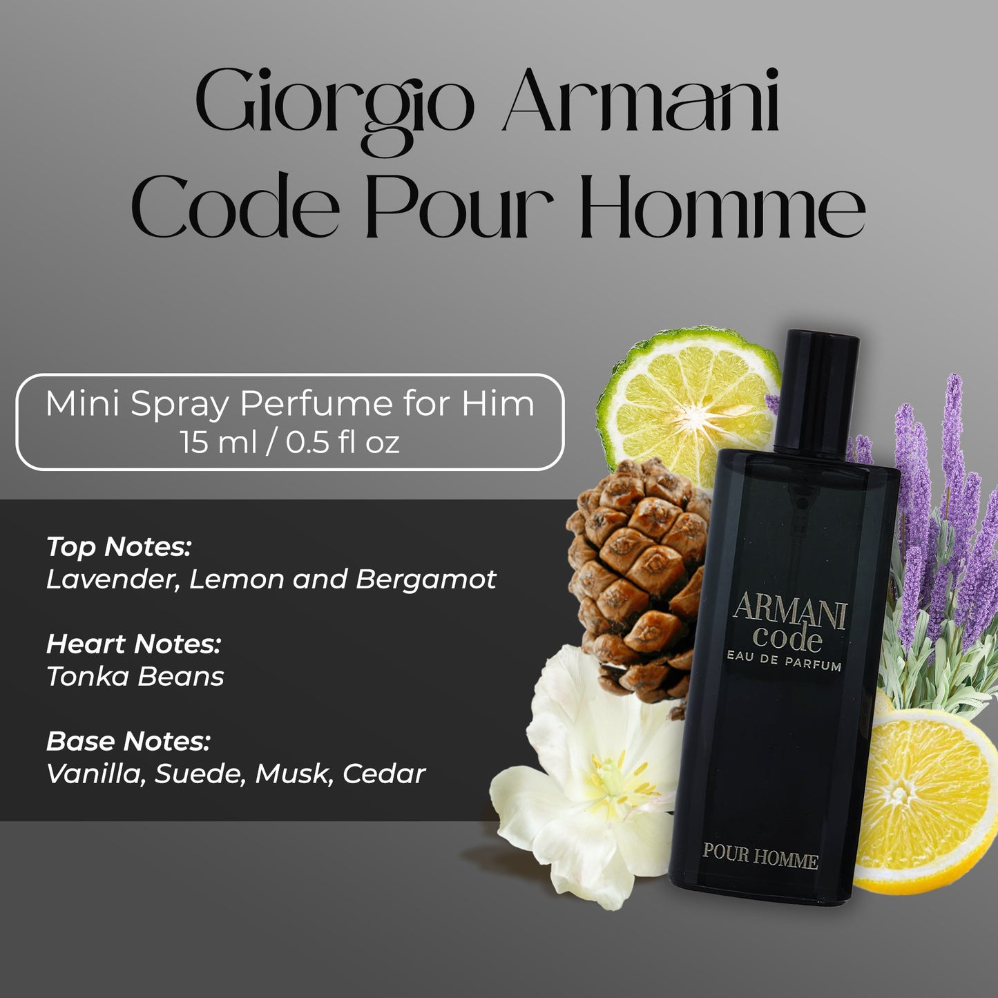 Giorgio Armani Code Pour Homme Eau de Parfum – Travel Spray for Men (0.5 oz / 15 ml)