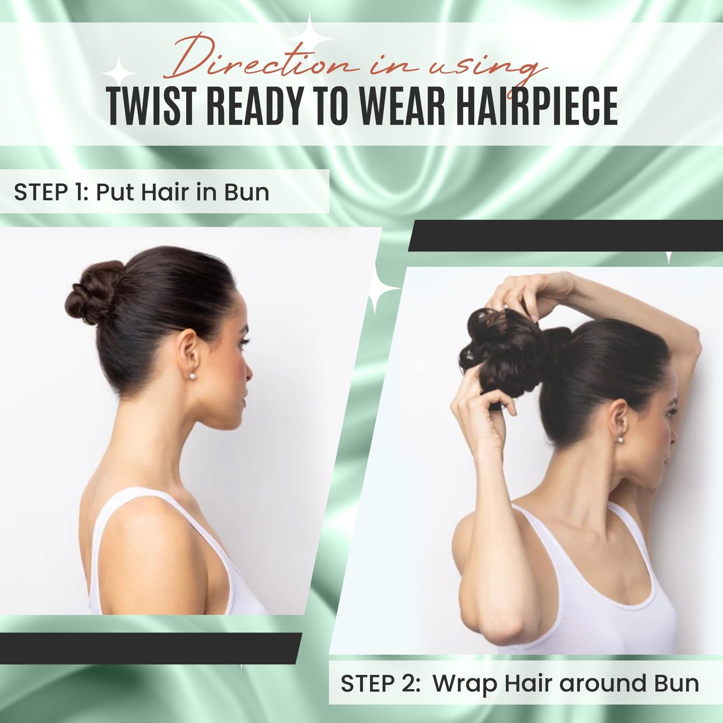 Rene of Paris Twist Messy Bun Hair Piece – Black Synthetic Clip-In Extension