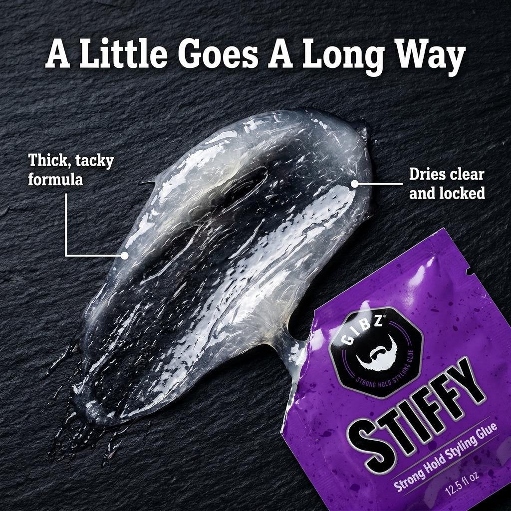 Gibs Stiffy Stache & Mohawk Glue Travel Packets 4 Pack 0.125 oz each