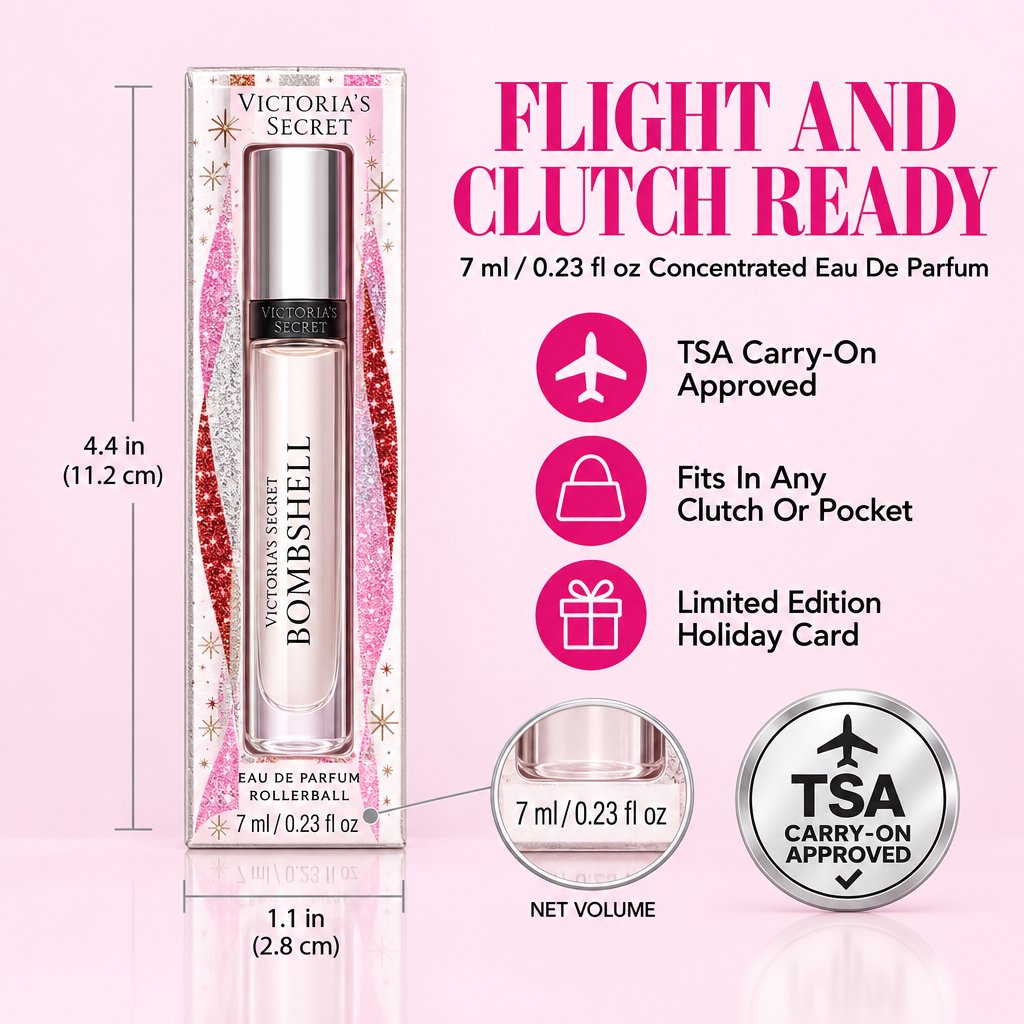 Victoria Secret BOMBSHELL HOLIDAY Eau de Parfum Rollerball 0.23 Fluid Ounce, 2019 Limited Edition