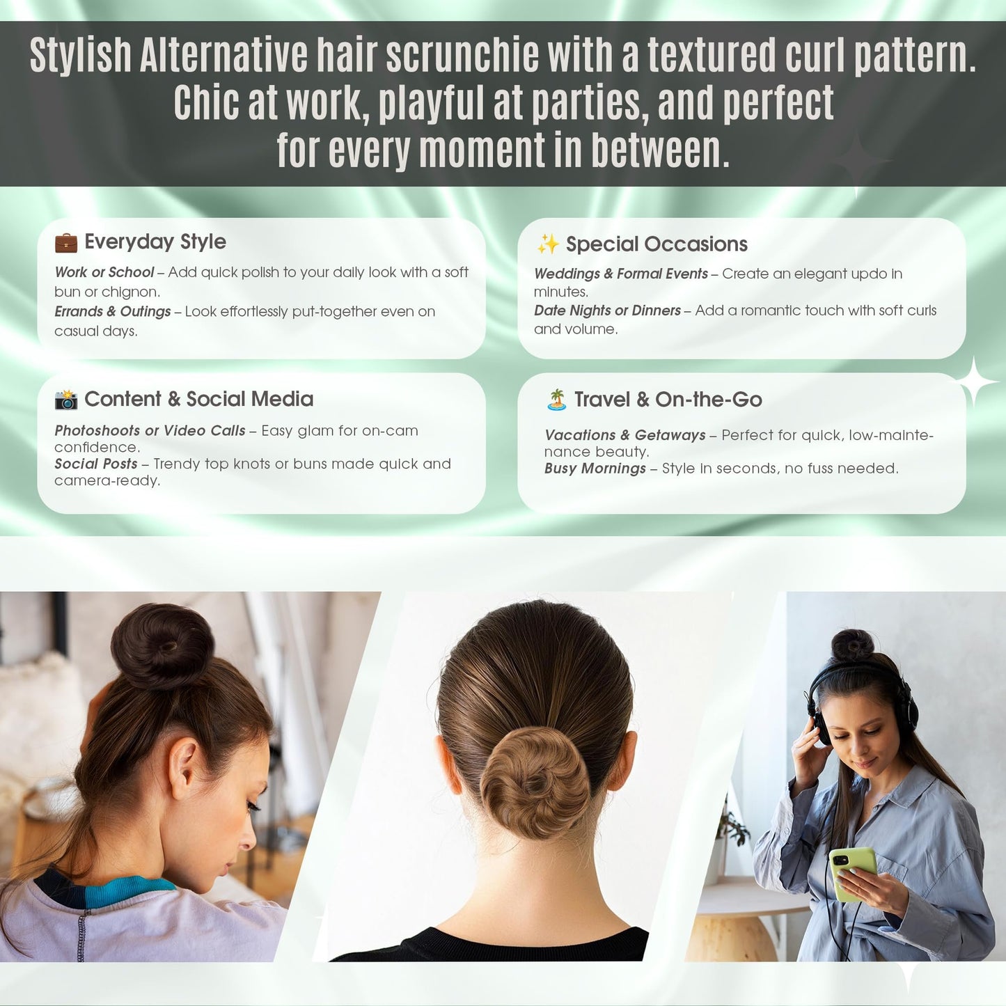Rene of Paris Twist Messy Bun Hair Piece – Black Synthetic Clip-In Extension