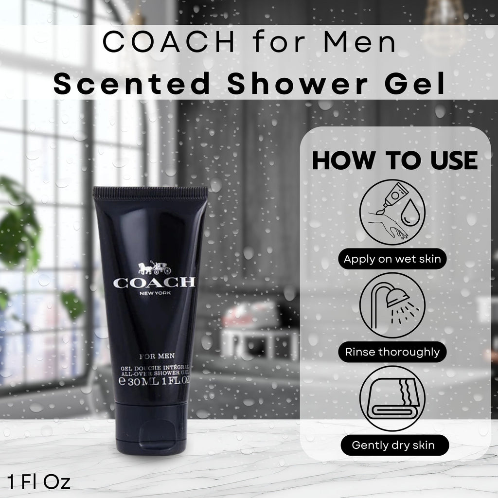 Coach Men New York Mini Gift Set – EDT Travel Spray (0.25 oz) & Shower Gel (1 oz)