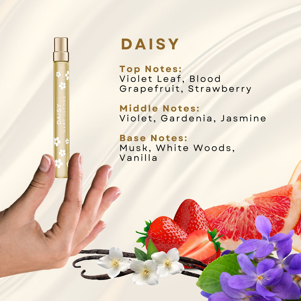 Marc Jacobs Daisy Perfume Travel Spray Set for Women – 3 Piece Collection (0.33 oz Each)