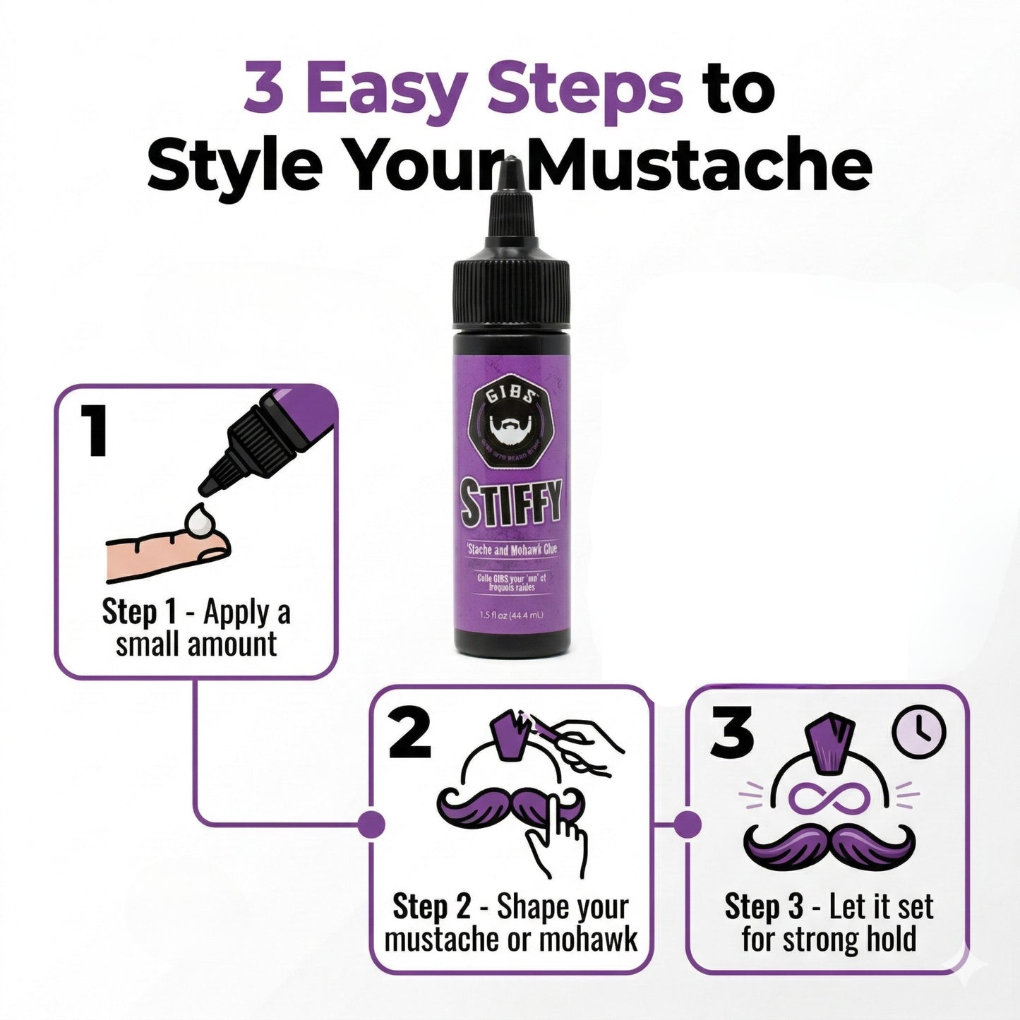 Gibs Stiffy Stache and Mohawk Glue, 1.5 Ounce