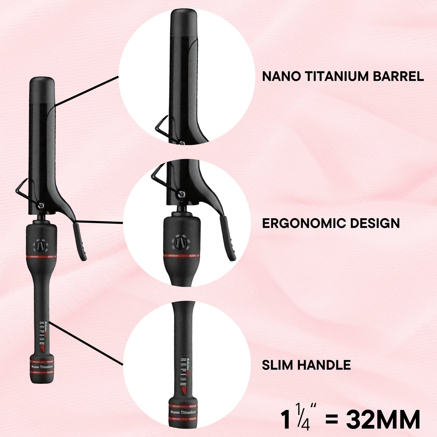 BaByliss Pro Nano Titanium Barrel Rapido 1" & 1¼" Spring Curling Iron Set, Black