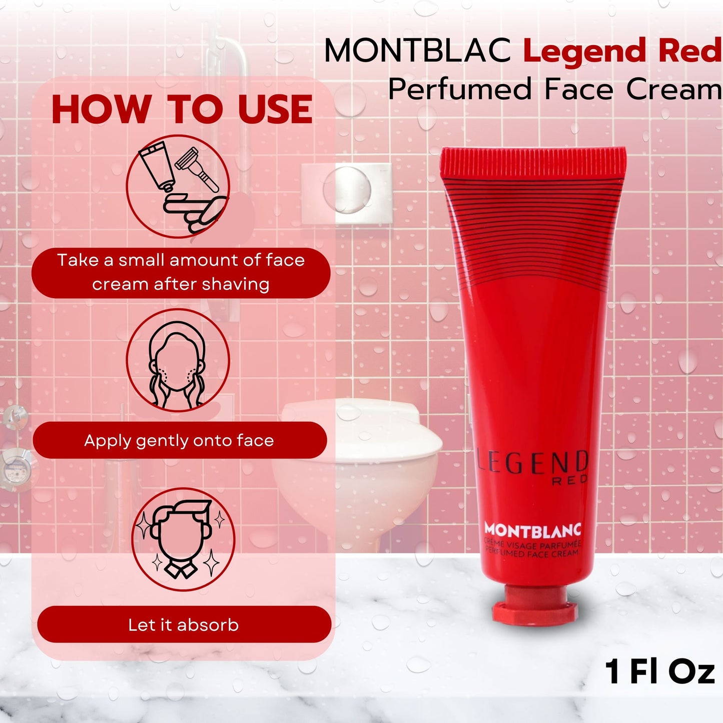 Montblanc Legend Red Gift Set for Men – 3 Piece Set (7.5 ml EDP, Face Cream & Cleansing Gel)