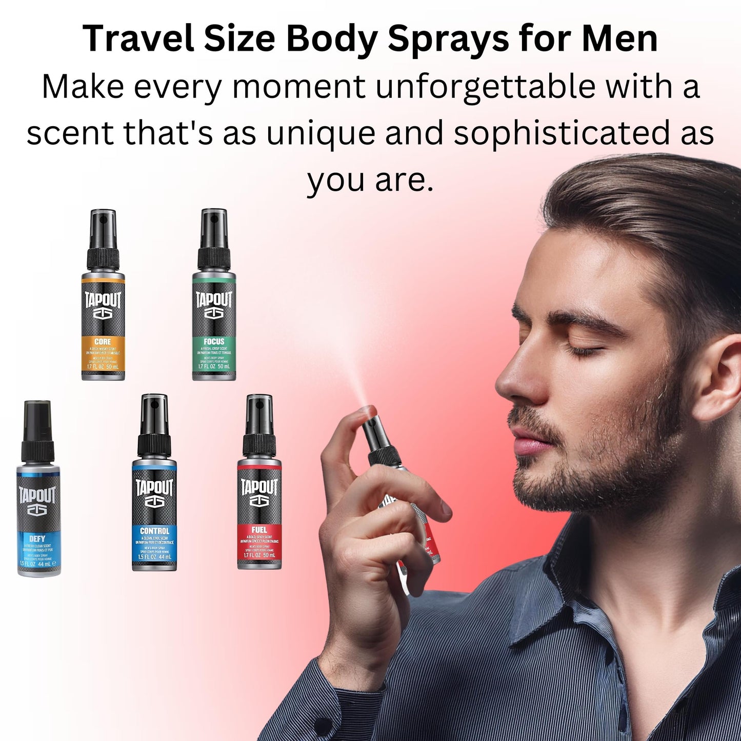TAPOUT Body Spray for Men 5 Piece Set 1.5 Fl Oz