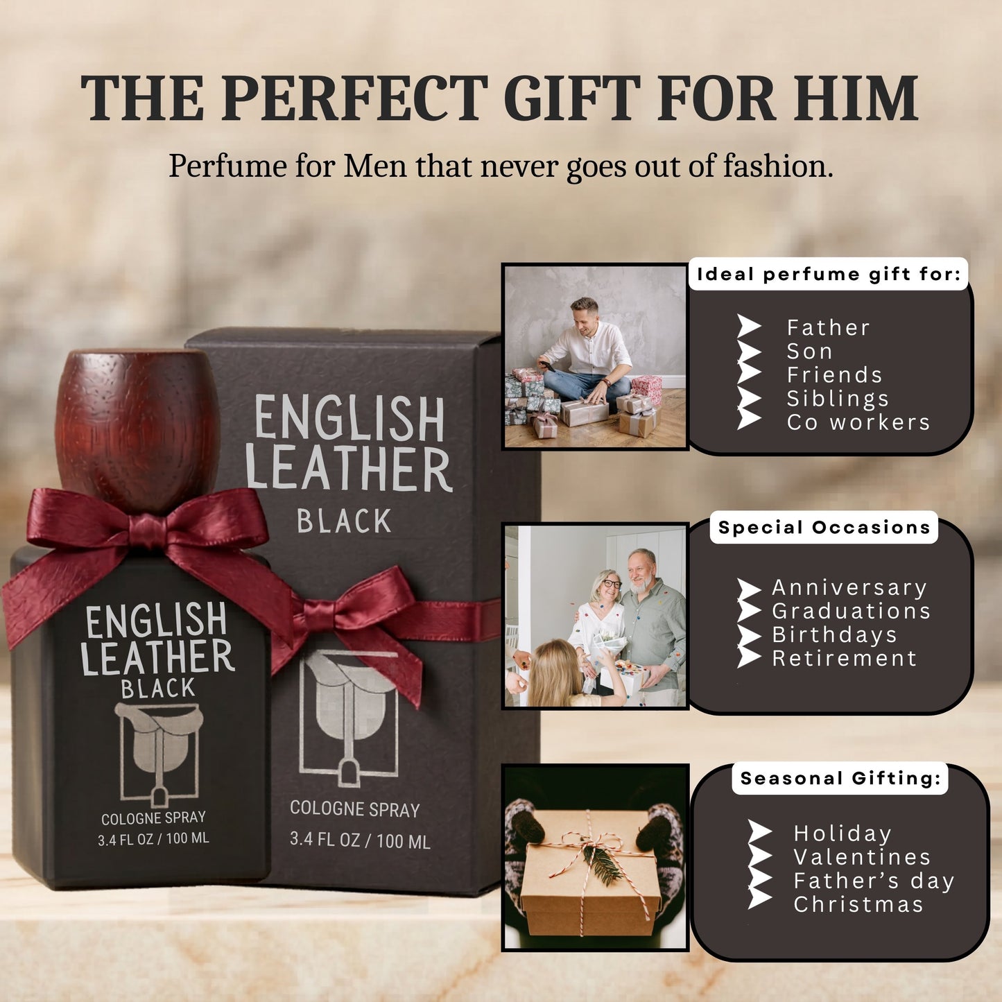 English Leather Black by Dana for Men 3.4 oz Cologne Spray