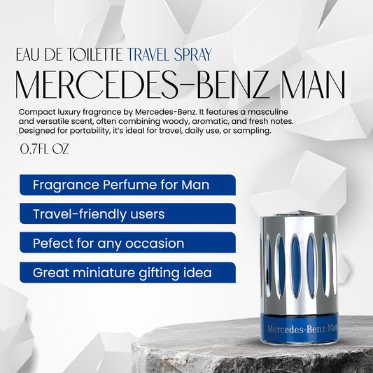 Mercedes-Benz Man Travel Collection, Perfume for Men Mini EDT Spray 0.68 Ounce