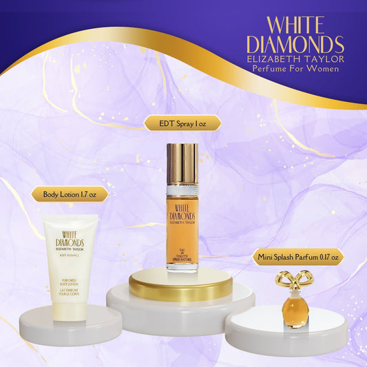 Elizabeth Taylor Elizabeth Taylor White Diamonds Women's Fragrance 3 Piece Gift Set, 1.0 Fl. Oz. Eau De Toilette, 3 Count