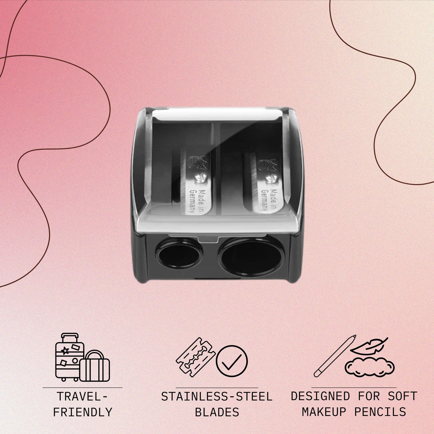 Professional Dual Hole Makeup Pencil Sharpener – For Eyeliner & Lip Liner