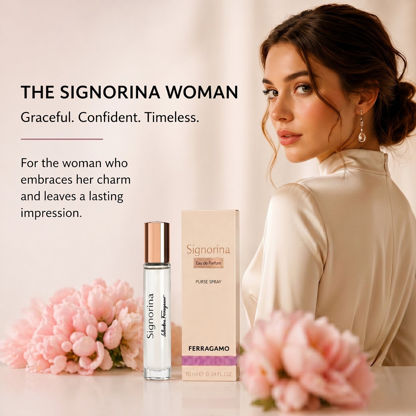 Salvatore Ferragamo Signorina Eau de Parfum 10ml Purse Spray for Women – Travel Size Floral Fragrance, Luxury Mini Perfume